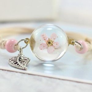 Pink Floral Adjustable Bracelet